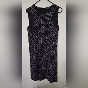 Vince Camuto Black and White Patterned Midi Dress